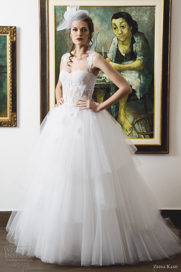 zeina kash wedding dresses 2013 tulle ball gown straps