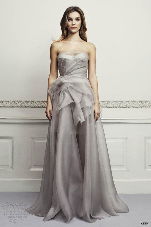 zien color wedding dresses 2013 strapless bridal gown