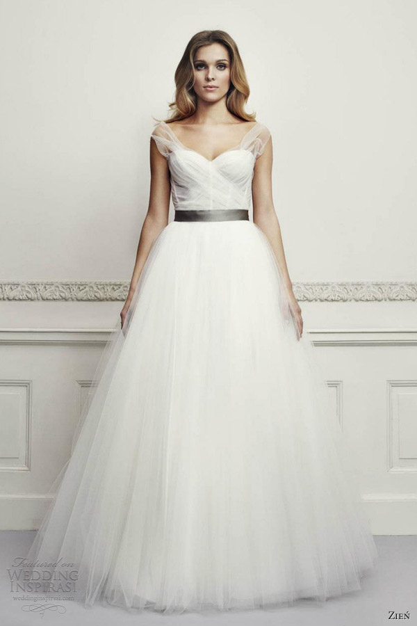 zien wedding dresses 2013 ball gown straps illusion