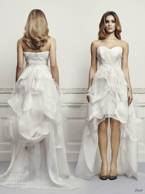 zien wedding dresses 2013 high low dip hem gown