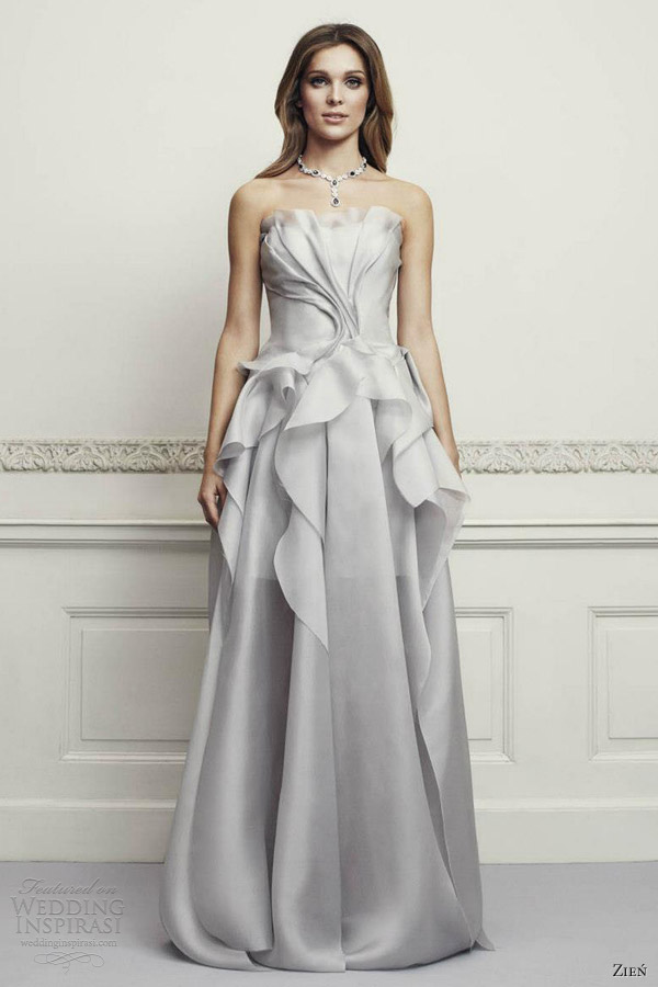 zien wedding dresses 2013 strapless tulle gown crumbcatcher strapless neckline color