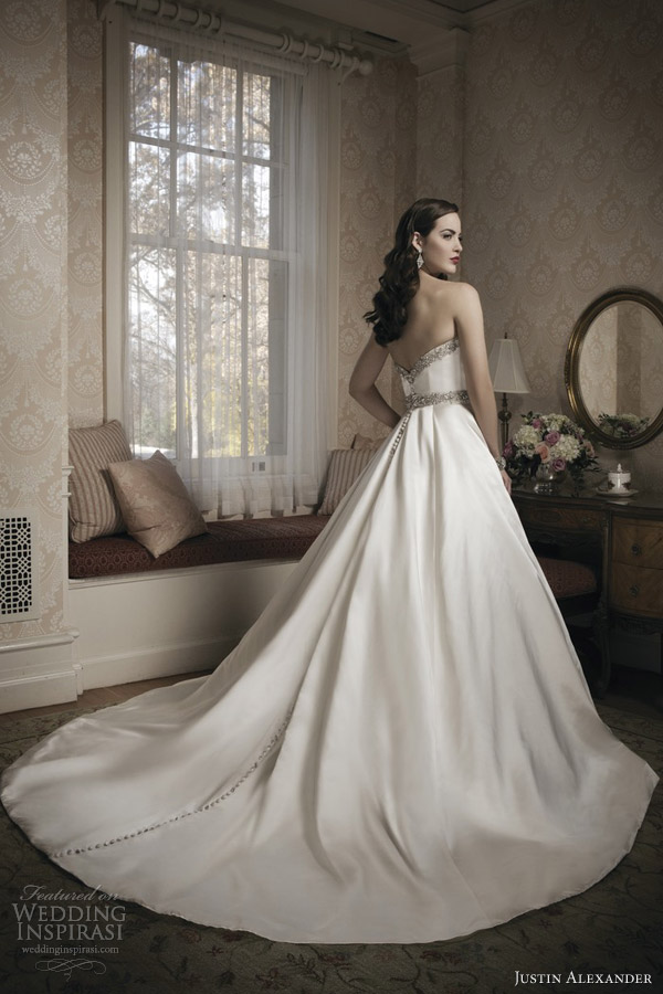 justin alexander 2014 wedding dress style 8680 beaded sweetheart neckline waistline row buttons back train