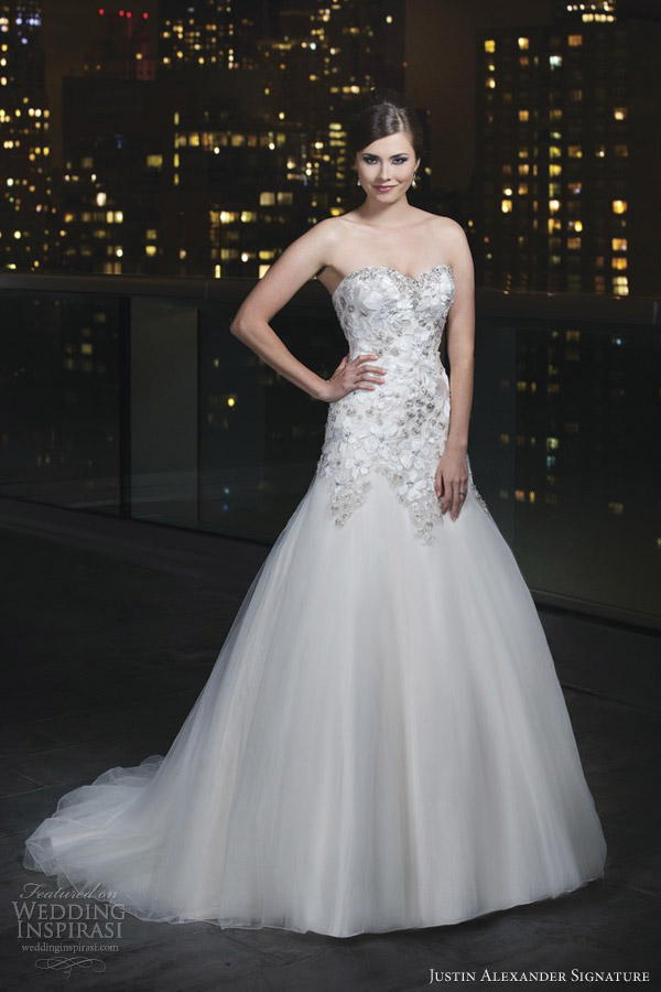 justin alexander signature 2014 wedding dress style 9726 beaded sweetheart neckline embroidered lace flowers