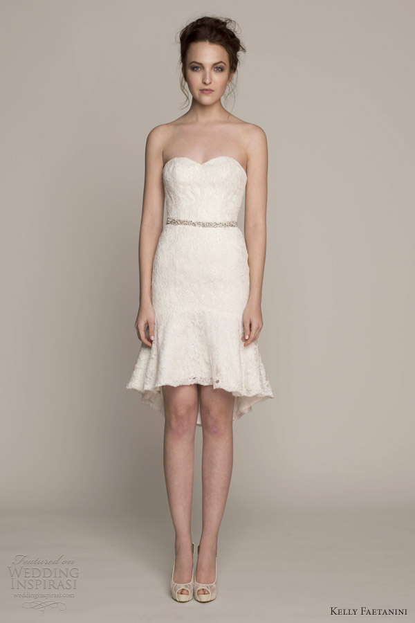 kelly faetanini short wedding dresses spring 2014 lola lace sweetheart neckline