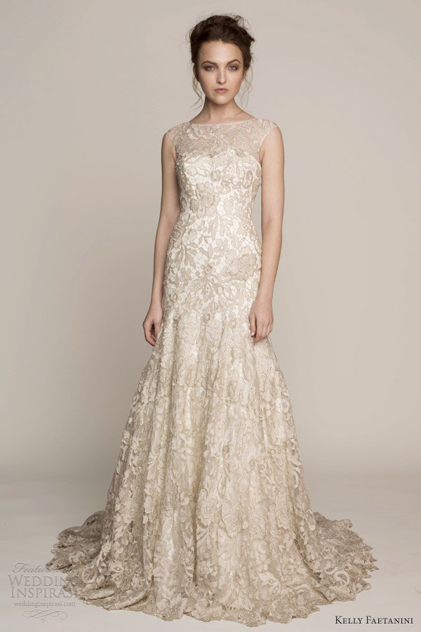 kelly faetanini spring 2014 nikola sheath illusion neckline wedding dress