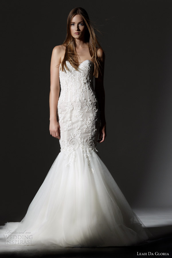 leah da gloria wedding dresses 2013 strapless mermaid gown lace sweetheart bodice