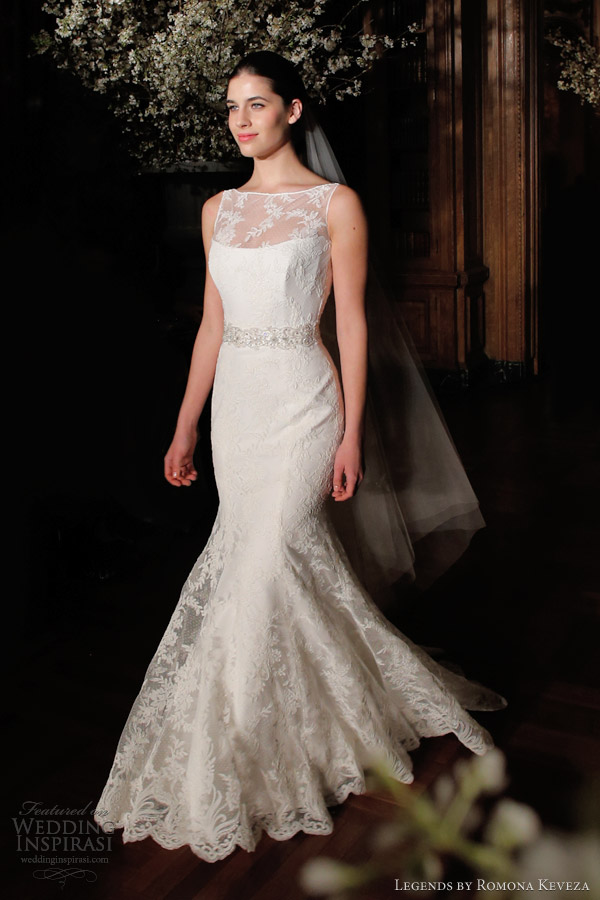 legends by romona keveza bridal spring 2014 sleeveless illusion bateau boat neck point d esprit lace l505