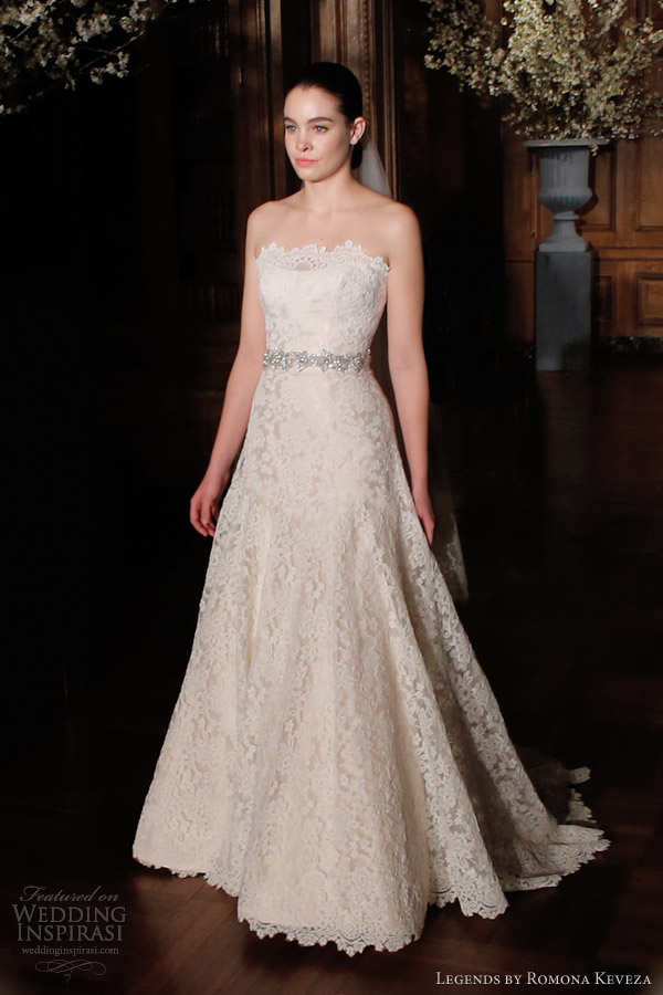 legends by romona keveza spring 2014 strapless a line lace wedding dress style l503