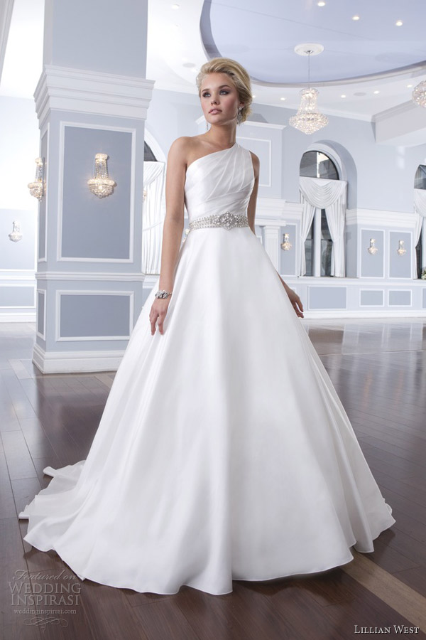 lillian west 2014 bridal  style 6297 one shoulder wedding dress