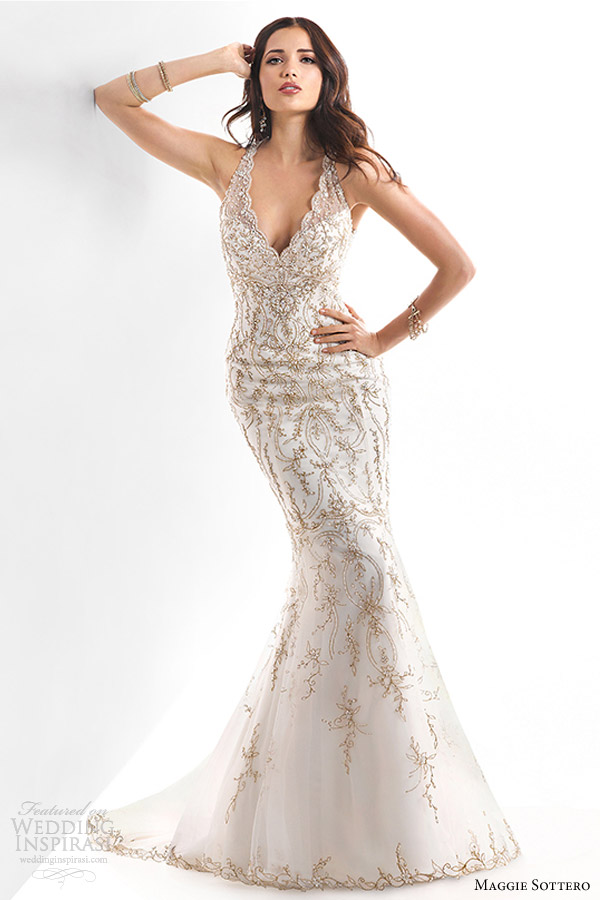 maggie sottero fall 2013 blakely embroidered wedding dress scalloped neckline