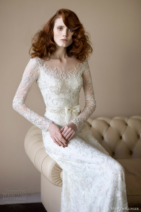 mira zwillinger 2014 bridal angelina wedding dress long sleeves