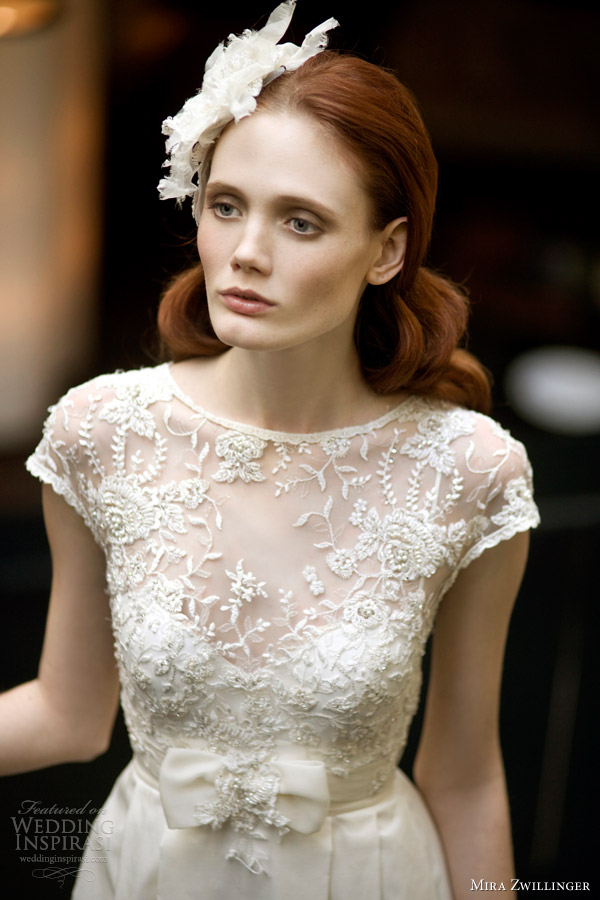 mira zwillinger bridal 2013 2014 chloe wedding dress cap sleeves bodice