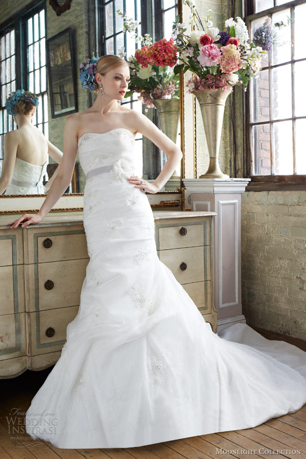 moonlight collection fall 2013 2014 bridal style j6285 wedding dress strapless mermaid sweetheart