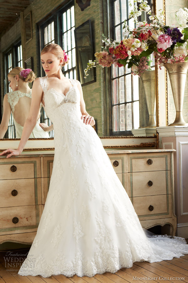 moonlight collection fall 2013 2014 wedding dress style j6284 lace gown