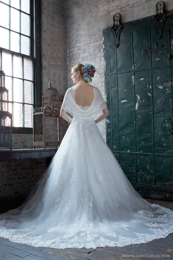 moonlight collection fall 2013 wedding dress style j6283 powder blue accent cape back