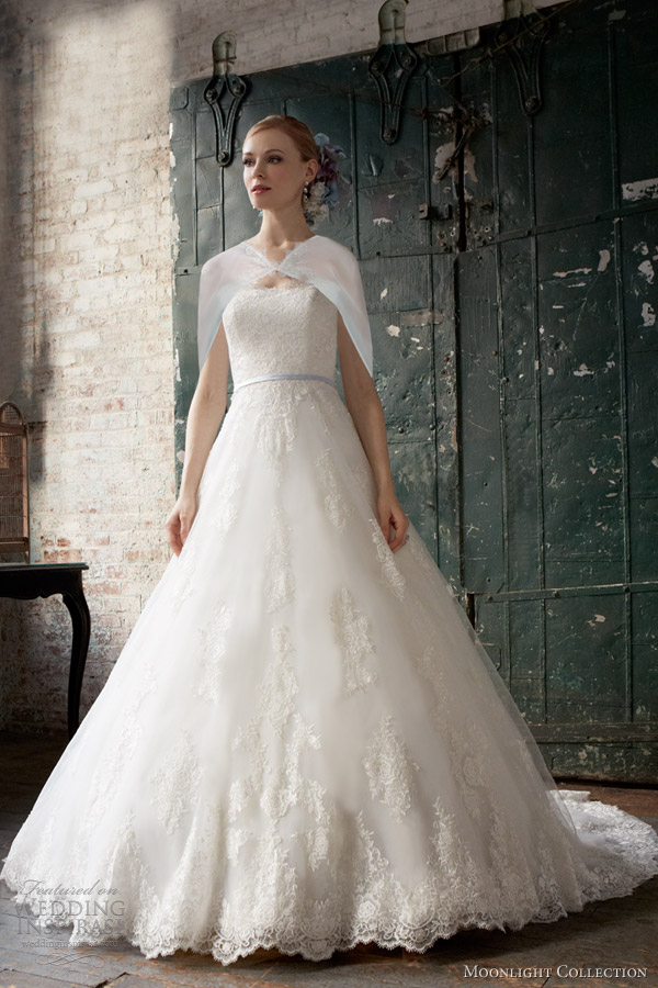 moonlight collection fall 2013 wedding dress style j6283 powder blue accent cape