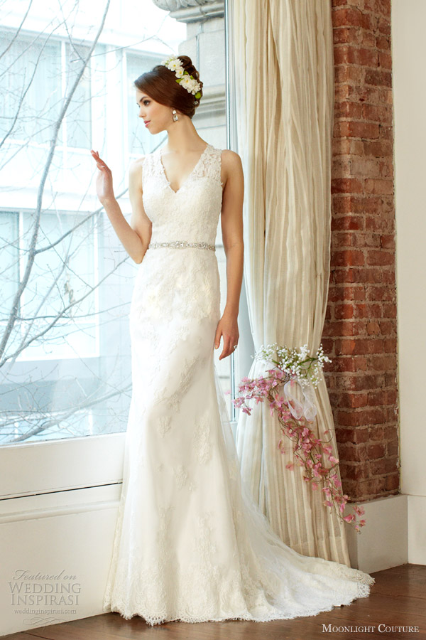 moonlight couture fall 2013 bridal sleeveless wedding dress style h1223