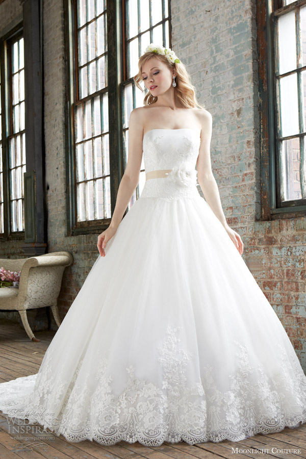 moonlight couture wedding dresses fall 2013 bridal strapless ball gown h1229
