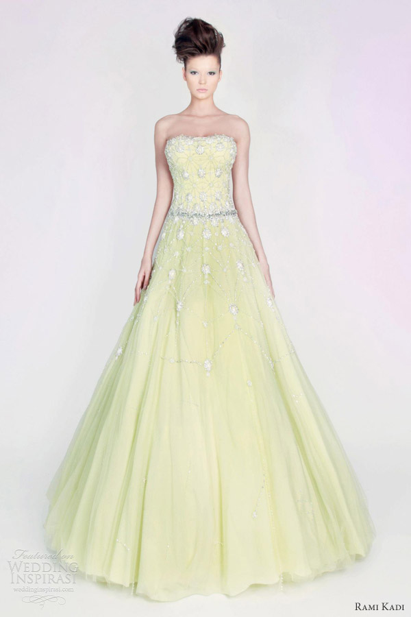 rami kadi couture 2013 hand embroidered strapless tulle gown