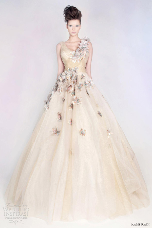 rami kadi couture wedding dress hand embroidered tulle ball gown color