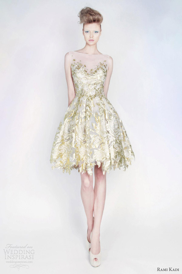 rami kadi spring 2013 silk tulle lurex blend puff dress gold