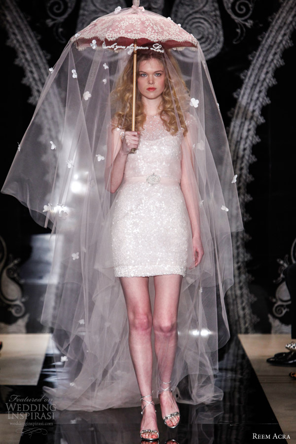 reem acra spring 2014 bridal ariella blush cap sleeve embroidered illusion wedding dress