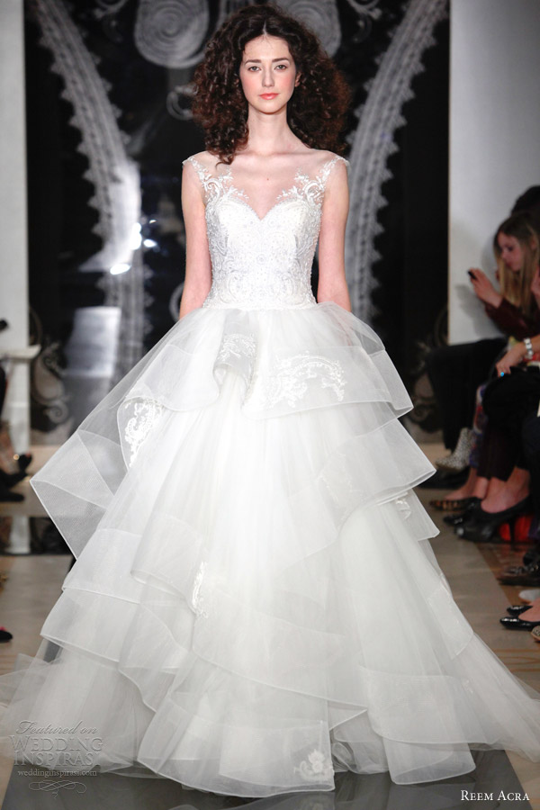 reem acra wedding dresses spring 2014 hera embroidered illusion v neck wedding dress