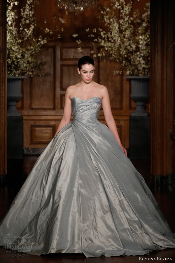 romona keveza spring 2014 bridal color wedgewood blue silk taffeta ball gown