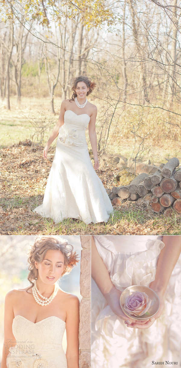 sareh nouri bridal gown gold pink themed bohemian bridal photo shoot countryside woodland wedding