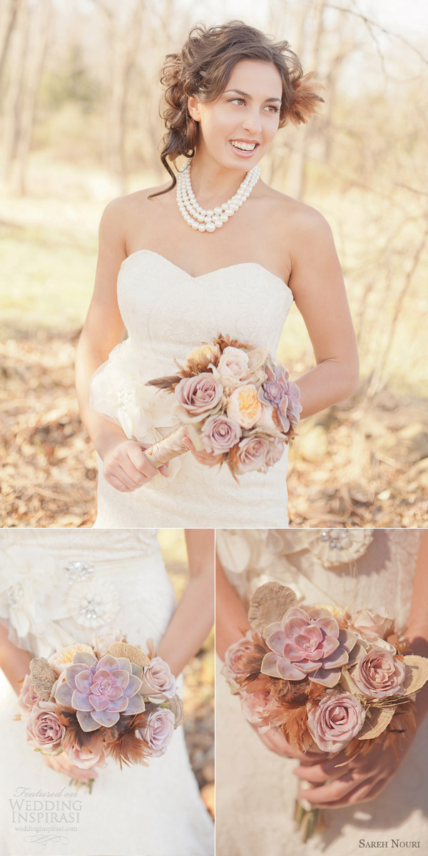 sareh nouri gown gold pink themed bridal shoot countryside woodland wedding