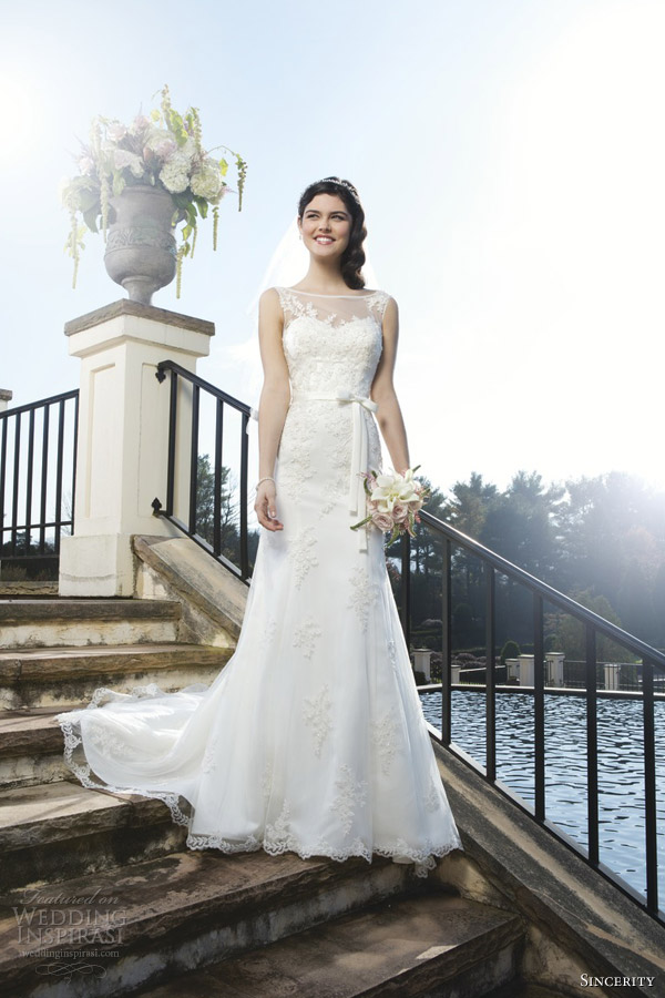 sincerity bridal 2014 wedding dress style 3750 sleeveless beaded lace