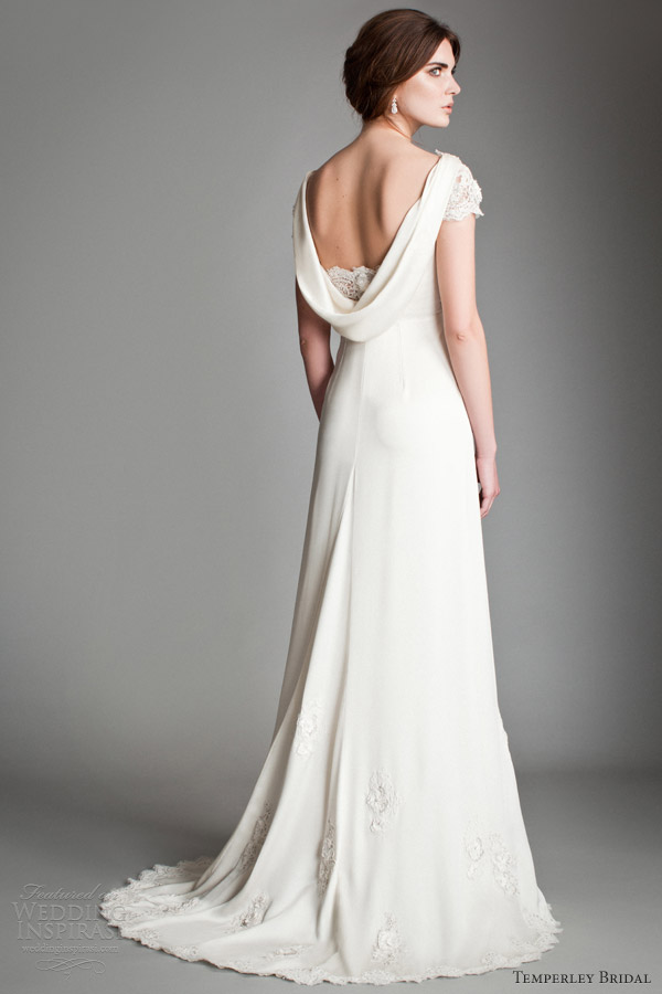 temperley 2014 bridal titania dorothy cap sleeve gown cowl back