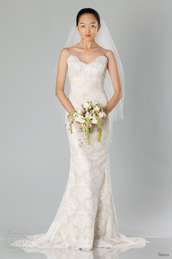 theia bridal fall 2013 sleeveless wedding dress nude lace