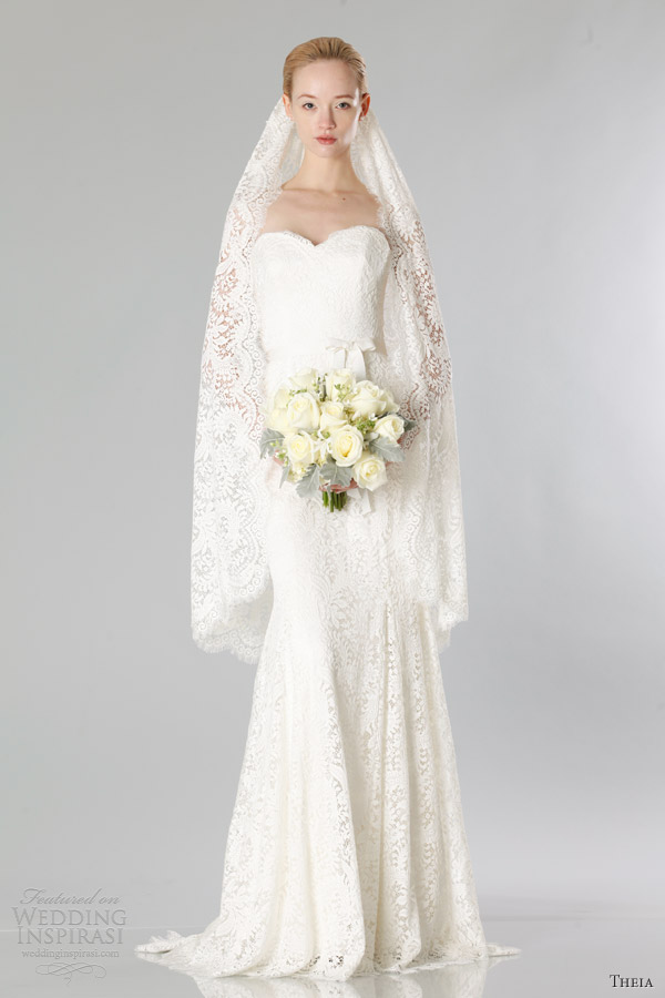 theia bridal fall 2013 strapless lace sheath wedding dress theia bridal fall 2013 strapless lace sheath wedding dress