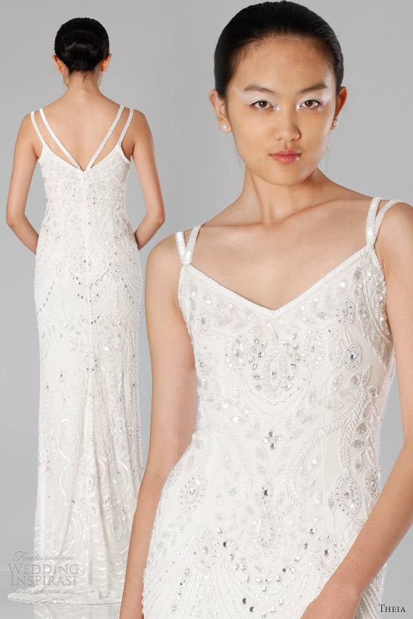theia wedding dresses fall 2013 beaded double straps sheath gown