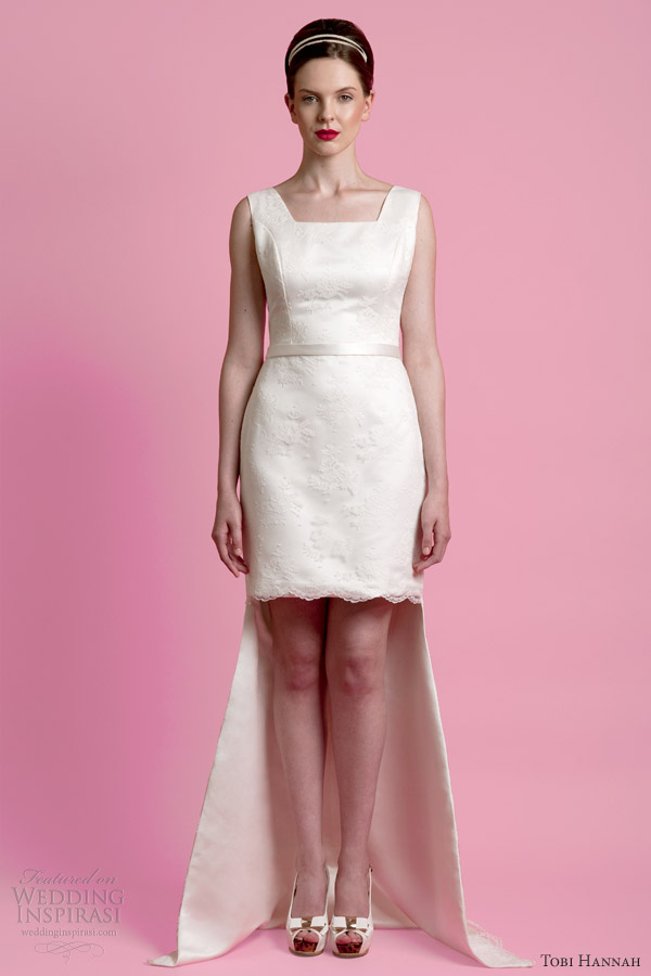 tobi hannah bridal 2014 waterfall short to long wedding dress sleeveless scallop hem