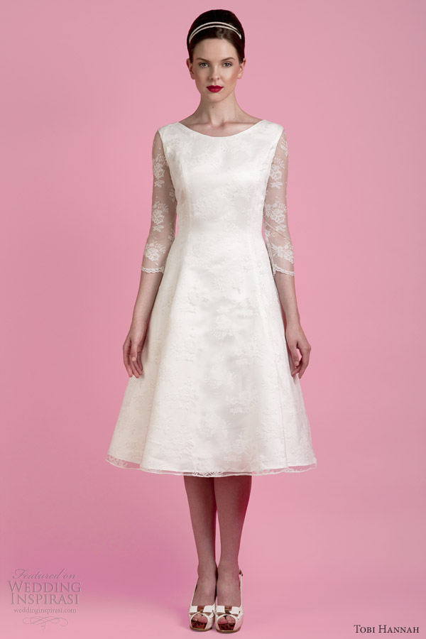 tobi hannah wedding dresses 2014 bridal hope tea length lace sleeves