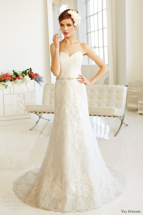 val stefani fall 2013 bridal strapless wedding dress d8041 sweetheart neckline