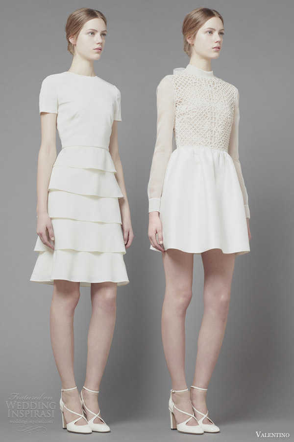 valentino fall 2013 2014 ready to wear long sleeve short sleeves white dresses