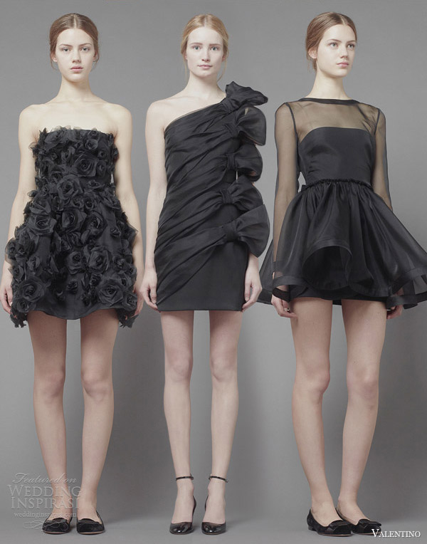 valentino fall 2013 2014 ready to wear short black dresses one shoulder sleeve