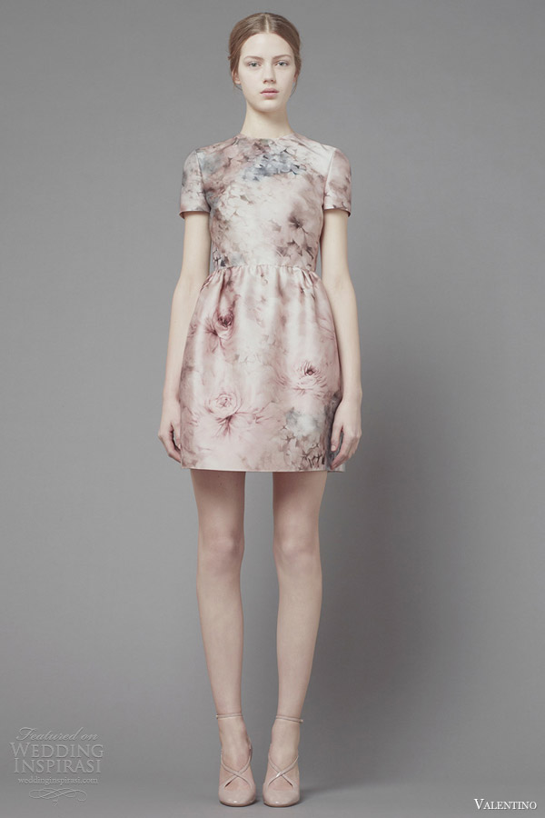 valentino fall 2013 2014 short print dress sleeves