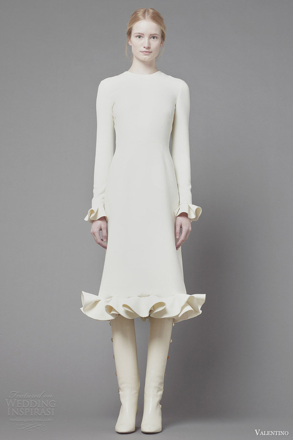 valentino fall 2013 ready to wear ruffle long sleeve dress