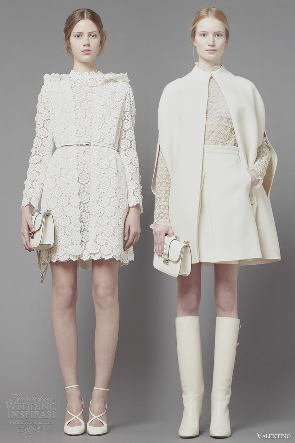 valentino fall 2013 ready to wear white guipure lace short dress long sleeves
