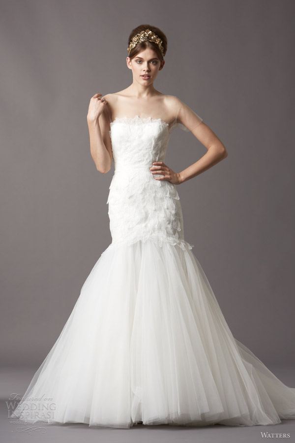 watters bridal fall 2013 spring 2014 eliza illusion short sleeve wedding dress 4057b