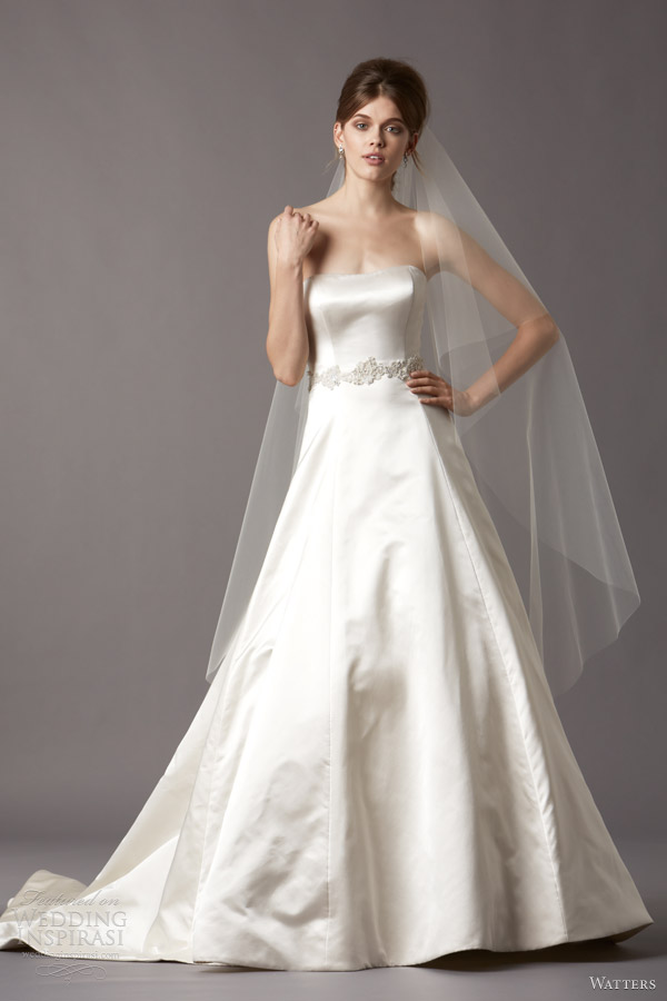 watters brides fall 2013 4083B jodie silk satin strapless neckline wedding dress