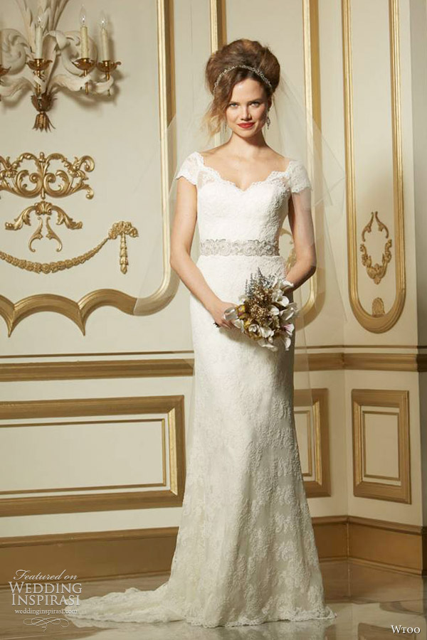 wtoo fall 2013 2014 bridal vesta cap sleeve lace sheath