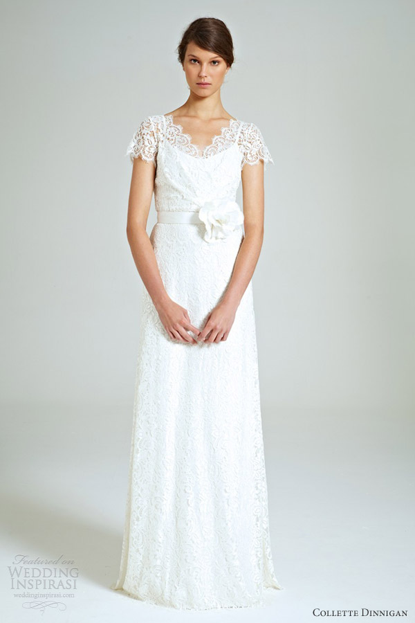 collette dinnigan wedding dresses 2014 bridal magical wonderland french lily short sleeve gown