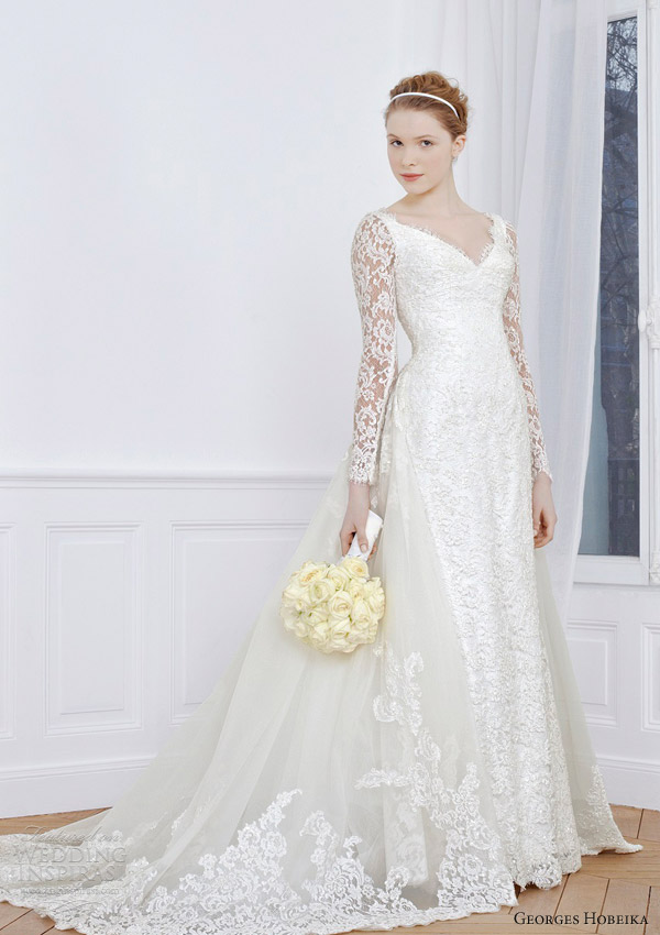 georges hobeika 2013 bridal long sleeve wedding dress