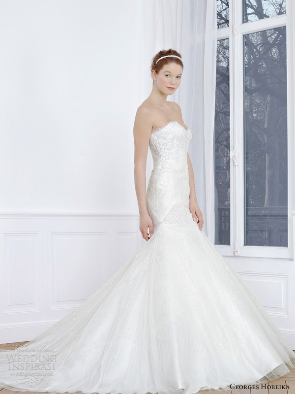 georges hobeika 2013 bridal strapless fit and flare wedding dress