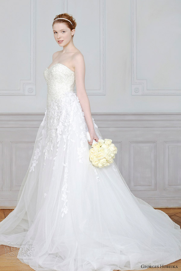 georges hobeika 2013 bridal strapless wedding dress sweetheart neckline